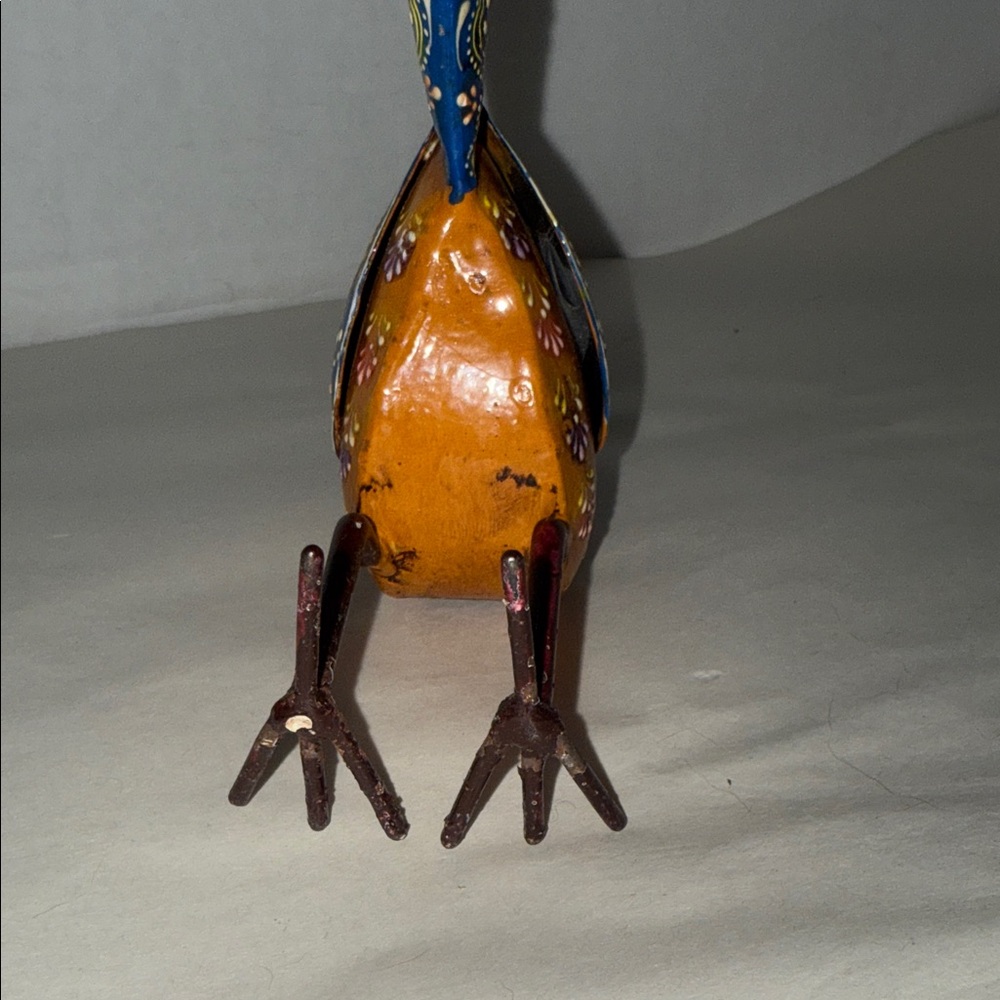 Handcrafted Blue and Orange Decorative Bird Figurine - Picture 7 of 9